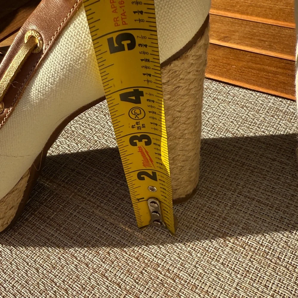 Sale - Sperry Tan and Cream Espadrille Shoes, size 7.5